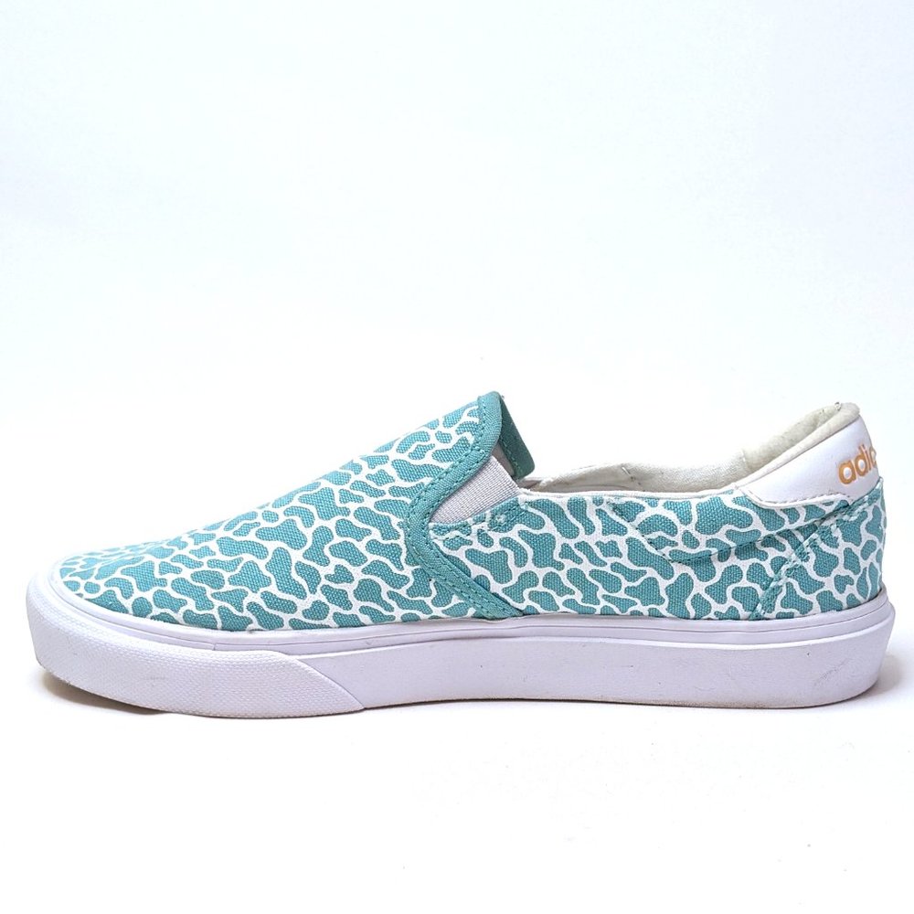 ADIDAS Court Rallye Slip-On White Aqua Teal Statement Print Shoes Men's Size 7.5 - Picture 5 of 6